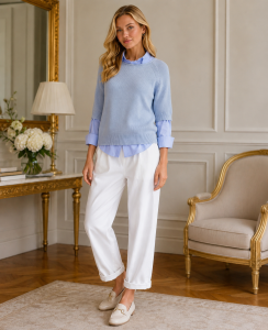 Spodnie białe wiskoza mom fit