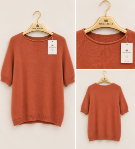 260 lekki sweter z krótkim rękawem w kolorz rdzawo-terakotowym.png
