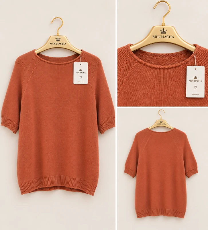 260 lekki sweter z krótkim rękawem w kolorz rdzawo-terakotowym.png
