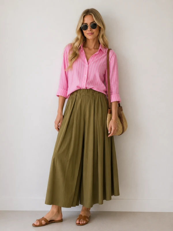 Spodnie kuloty khaki