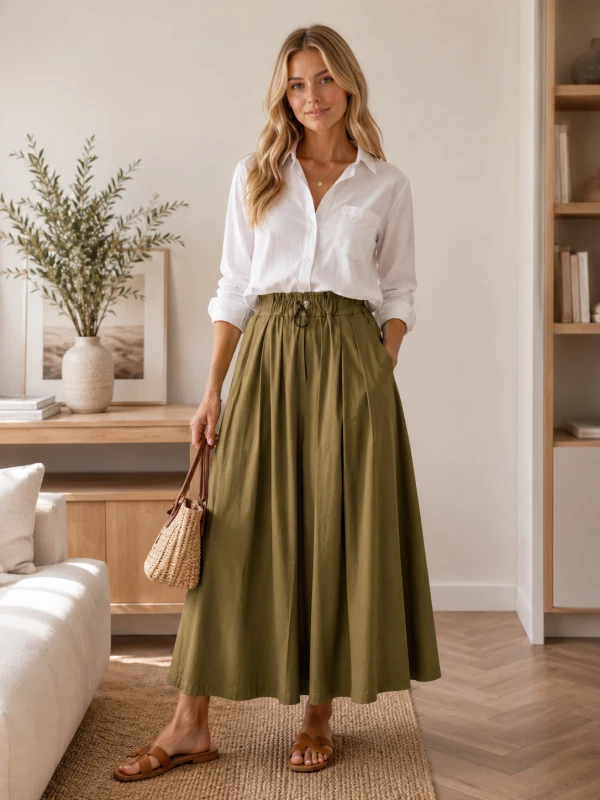 Spodnie kuloty khaki