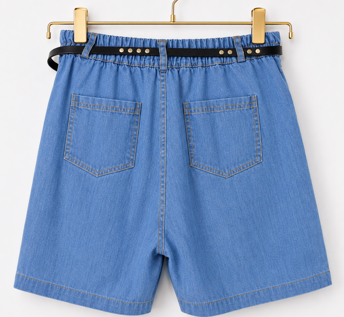 Krótkie spodenki jeans z paskiem