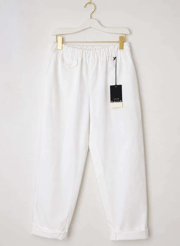 Spodnie białe wiskoza mom fit