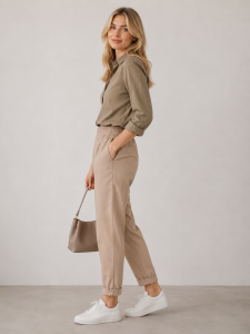 Spodnie mom fit brudny pudrowy róz