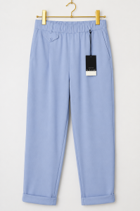 Niebieskie spodnie wiskoza mom fit
