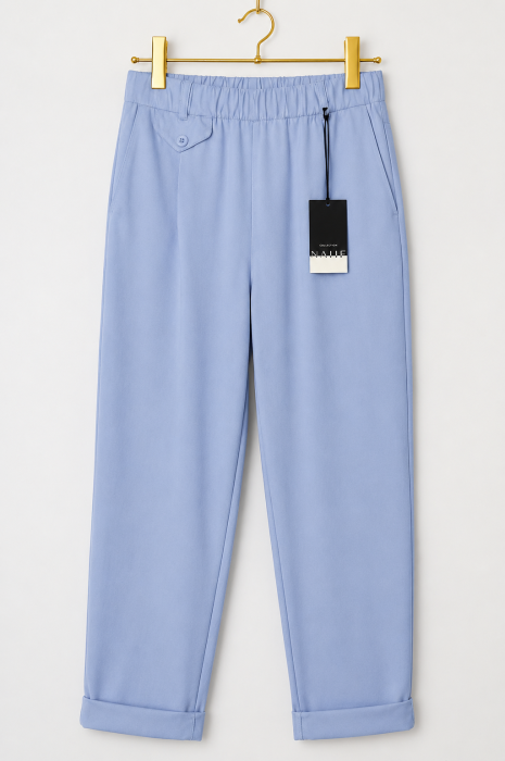 Niebieskie spodnie wiskoza mom fit